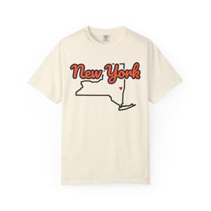 New York T-Shirt mit Staatsschriftzug | Vintage Comfort Colors Shirt | Herz auf Albany | Geschenk für New York Bild 1