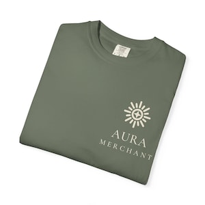 Aura Merchant Tee | Minimalist Pocket Print Shirt | Funny Gen Z Slang Comfort Colors Tee | Gift for Him image 5