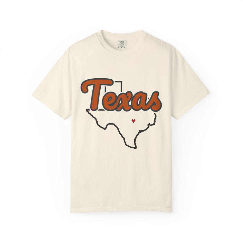 Camiseta con el logo de Texas / Camiseta vintage Comfort Colors / Corazón en Austin / Regalo de Texas imagen 1