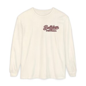 Bulldogs Football Long Sleeve Tee, Red and Black Bulldog Mascot Shirt, Georgia Football Fan Gift, Comfort Colors Game Day Shirt