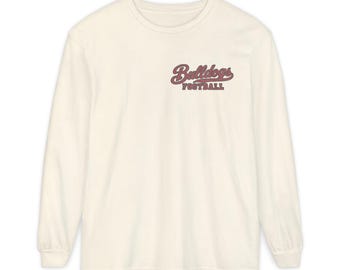 Bulldogs Football Long Sleeve Tee, Red and Black Bulldog Mascot Shirt, Georgia Football Fan Gift, Comfort Colors Game Day Shirt