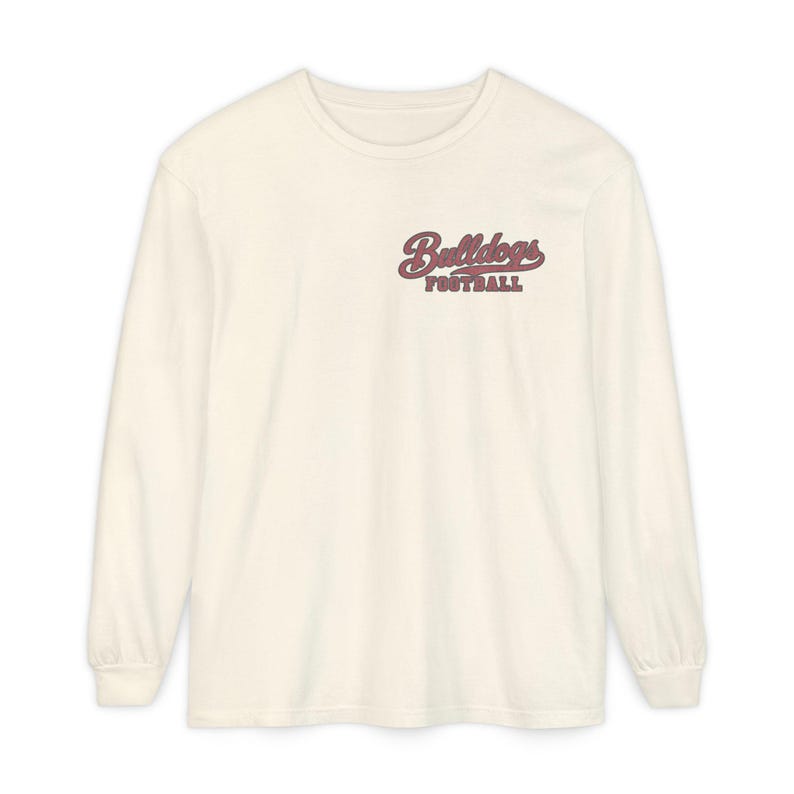 Bulldogs Football Long Sleeve Tee, Red and Black Bulldog Mascot Shirt, Georgia Football Fan Gift, Comfort Colors Game Day Shirt image 1