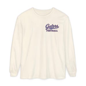 Gators Football Long Sleeve Tee, Orange and Blue Gator Mascot Shirt, Football Fan Gift, Comfort Colors Game Day Shirt