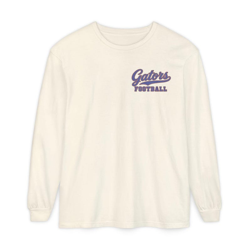 Gators Football Long Sleeve Tee, Orange and Blue Gator Mascot Shirt, Football Fan Gift, Comfort Colors Game Day Shirt image 1