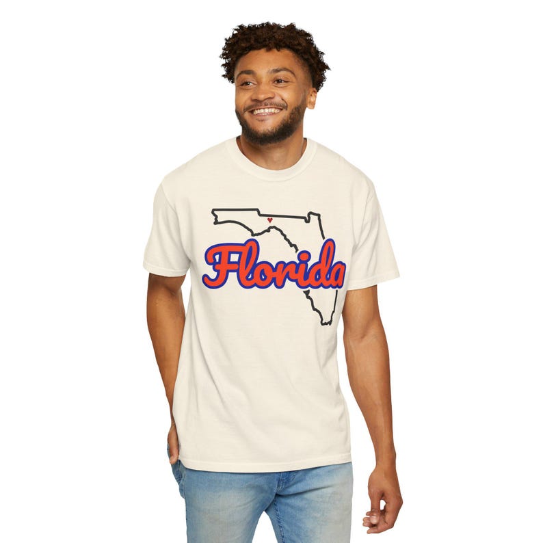Florida Script State Tee | Vintage Comfort Colors Shirt | Heart on Tallahassee | Florida Gift image 4