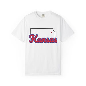 Kansas Script State Tee | Vintage Comfort Colors Shirt | Heart on Topeka | Kansas Gift image 1