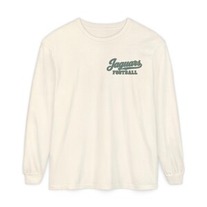 Jaguars Football Long Sleeve Tee, Teal and Gold Jaguar Mascot Shirt, Football Fan Gift, Comfort Colors Game Day Shirt