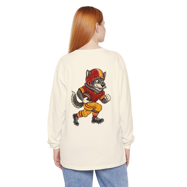 Kansas City Football Long Sleeve Tee, Retro Wolf Mascot Shirt, Old School Wolf Shirt image 6