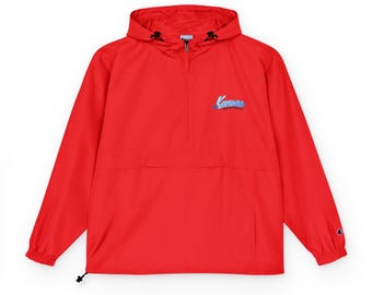 Chaqueta anorak bordada de baloncesto de Kansas, jersey plegable Champion rojo, cortavientos con el logo de Kansas, chaqueta para el día del partido, regalo para el aficionado de Kansas