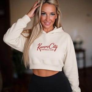 Felpa corta del Kansas City Football Club / Felpa sportiva vintage da donna del KC / Felpa corta in pile di alta qualità