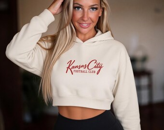Kansas City Football Club Cropped Hoodie | Vintage KC Sports Sweatshirt für Damen | Premium Fleece Crop Hoodie