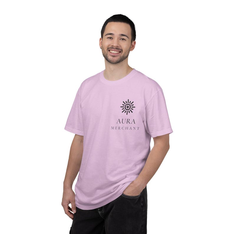 Aura Merchant Tee | Minimalist Pocket Print Shirt | Funny Gen Z Slang Comfort Colors Tee | Gift for Him image 8