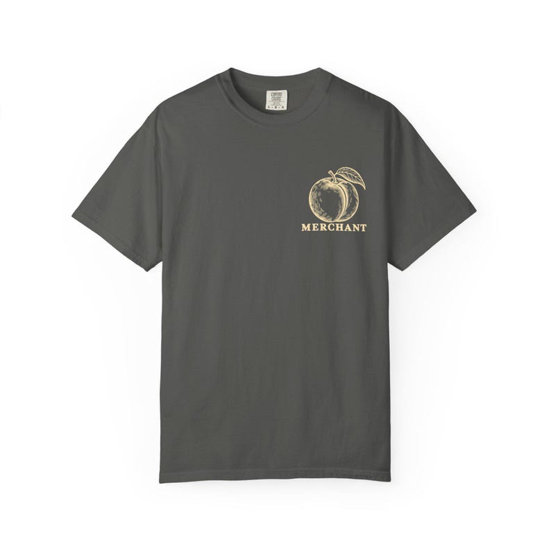 Peach Merchant Tee | Minimalist Pocket Print Shirt | Funny Fruit Comfort Colors Tee | Gift for Him image 2