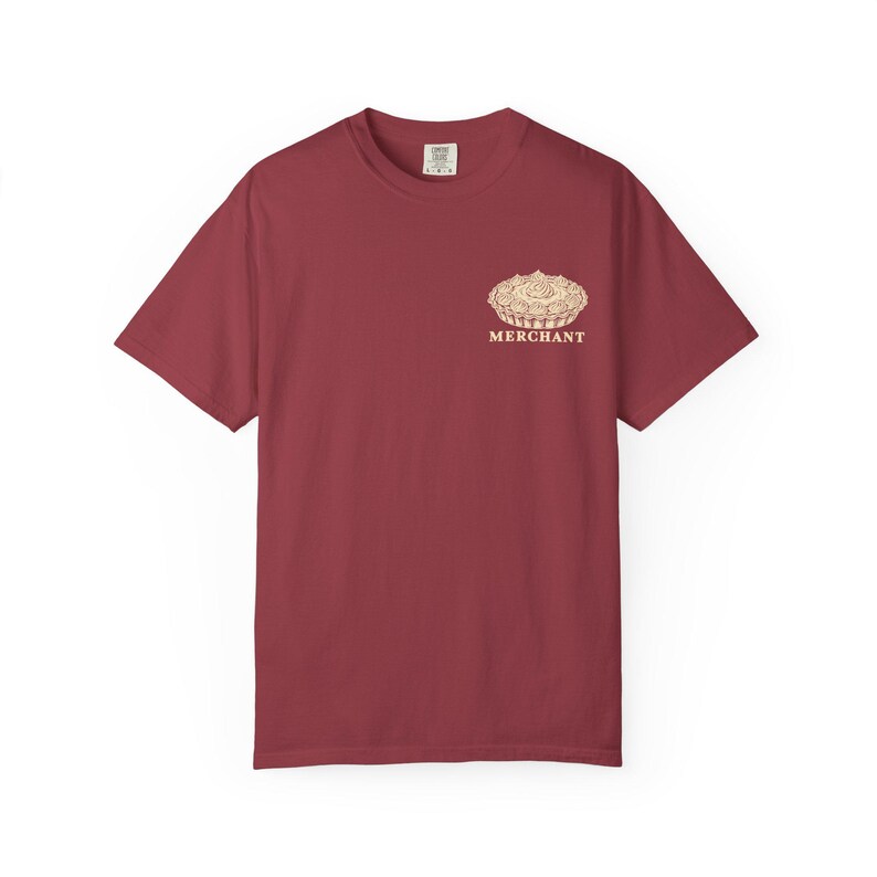 Cream Pie Merchant Tee | Minimalist Pocket Print Shirt | Funny Dessert Comfort Colors Tee | Gift for Him image 2