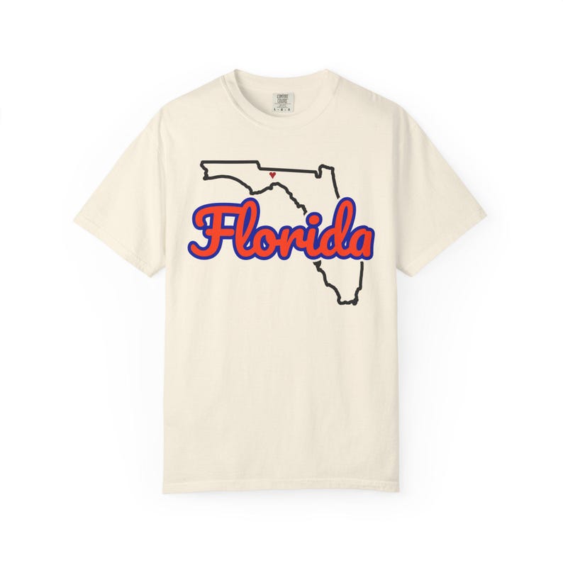 Florida Script State Tee | Vintage Comfort Colors Shirt | Heart on Tallahassee | Florida Gift image 1