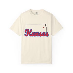 Kansas Script State Tee | Vintage Comfort Colors Shirt | Heart on Topeka | Kansas Gift image 2