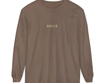T-shirt à manches longues Waldo Kansas City, code postal 64114, style vintage, collection Comfort Colors, cadeau Kansas City