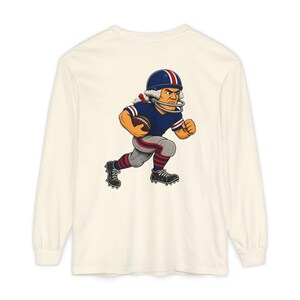 Patriots Football Long Sleeve Tee, Navy and Red Patriot Mascot Shirt, Football Fan Gift, Comfort Colors Game Day Shirt image 2