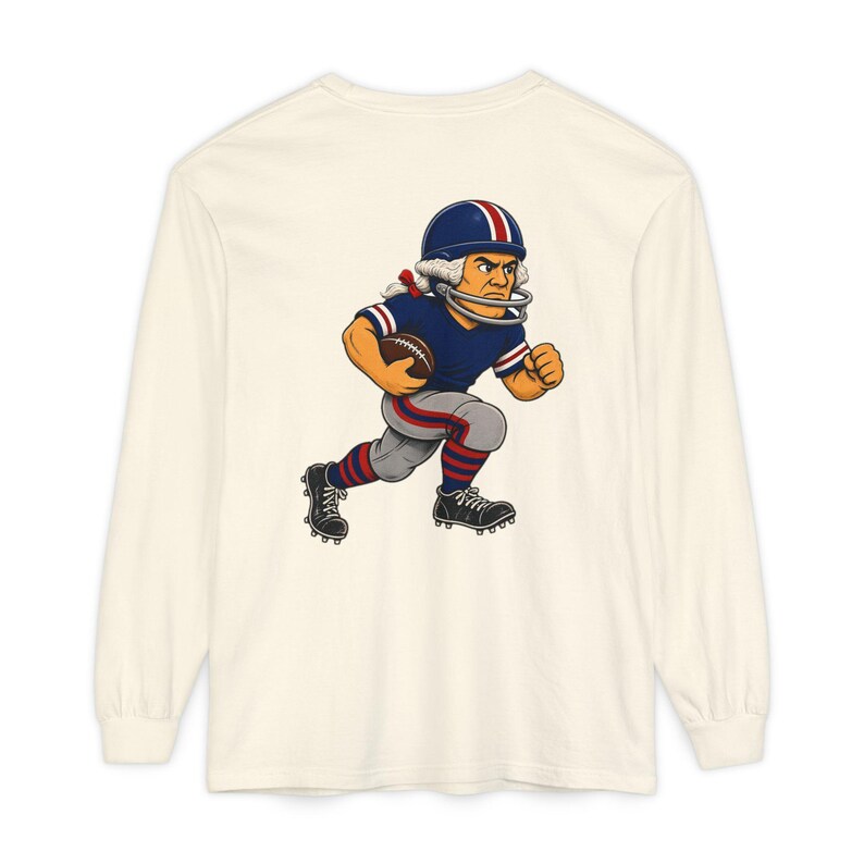 Patriots Football Long Sleeve Tee, Navy and Red Patriot Mascot Shirt, Football Fan Gift, Comfort Colors Game Day Shirt image 2