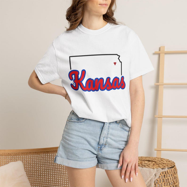 Kansas Script State Tee | Vintage Comfort Colors Shirt | Heart on Topeka | Kansas Gift image 5