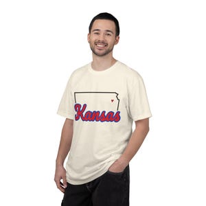 Kansas Script State Tee | Vintage Comfort Colors Shirt | Heart on Topeka | Kansas Gift image 16