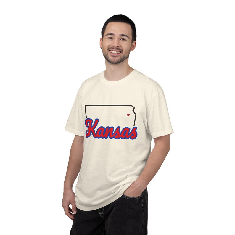 Kansas Script State Tee | Vintage Comfort Colors Shirt | Heart on Topeka | Kansas Gift image 16