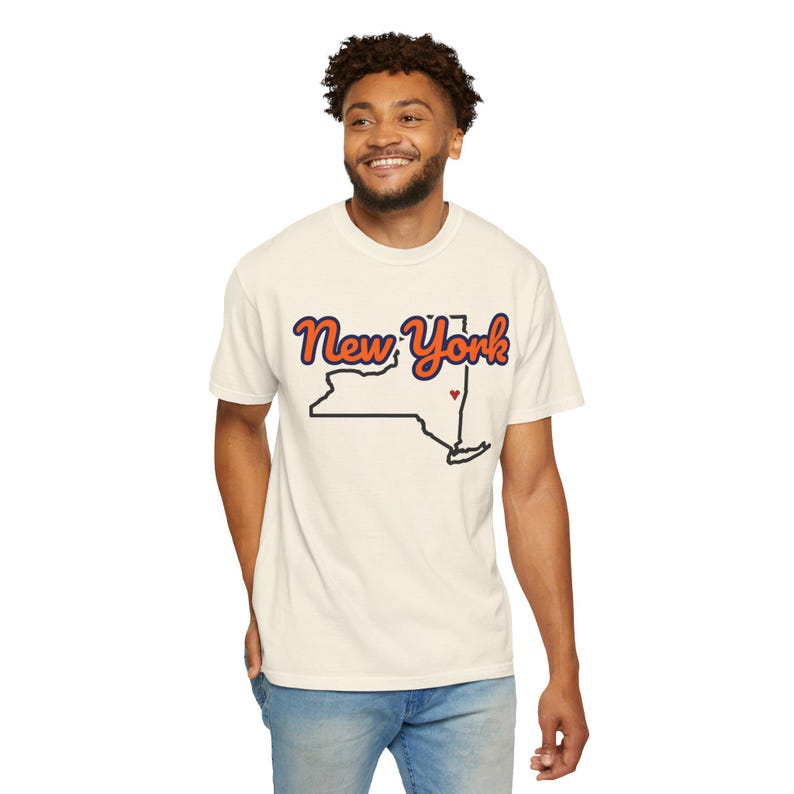 New York T-Shirt mit Staatsschriftzug | Vintage Comfort Colors Shirt | Herz auf Albany | Geschenk für New York Bild 4