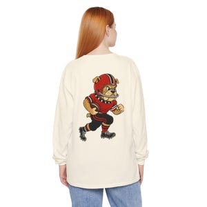 Bulldogs Football Long Sleeve Tee, Red and Black Bulldog Mascot Shirt, Georgia Football Fan Gift, Comfort Colors Game Day Shirt image 6