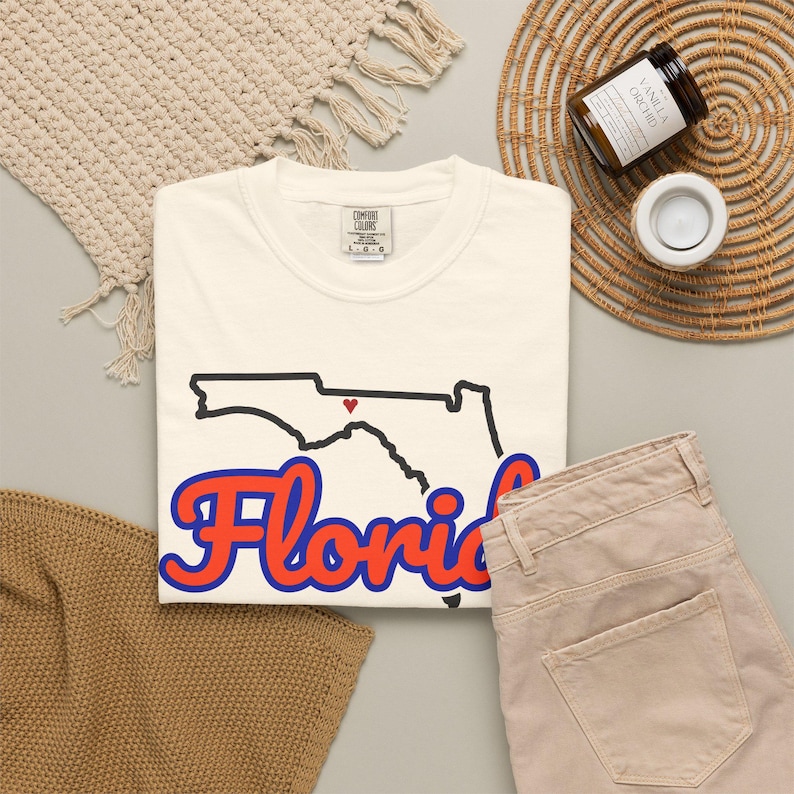 Florida Script State Tee | Vintage Comfort Colors Shirt | Heart on Tallahassee | Florida Gift image 9