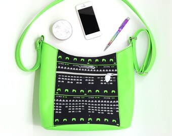 Retro Aliens - Space Invaders - Arcade - Gamer - Handbag - Crossbody - Shoulder Bag