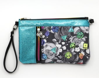 D&D - Blue and Pastel Sparkles - Geek - Gamer - Clutch - Wallet - Crossbody Bag - Great Gift Idea