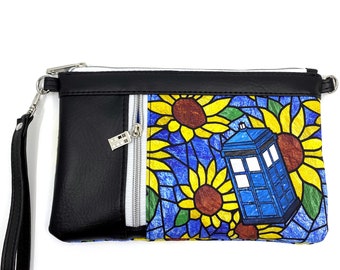 Sunflowers - Time Travelling Doctor - Clutch - Wallet - Crossbody Bag - Great Gift Idea