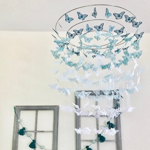 Juego a juego de mariposa móvil de techo y guirnalda / móviles cuna / móviles de guardería / regalo baby shower / móvil bebé / mariposa monarca