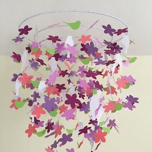 Bird And Flower Ceiling Mobile - Baby Mobiles - Crib Mobiles - Nursery Mobiles - Baby Shower Gift - Photo Prop - DIY Mobile - Hanging Bird