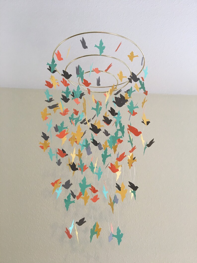 Bird Chandelier 3D Bird Mobile Nursery Mobiles DIY Paper Etsy