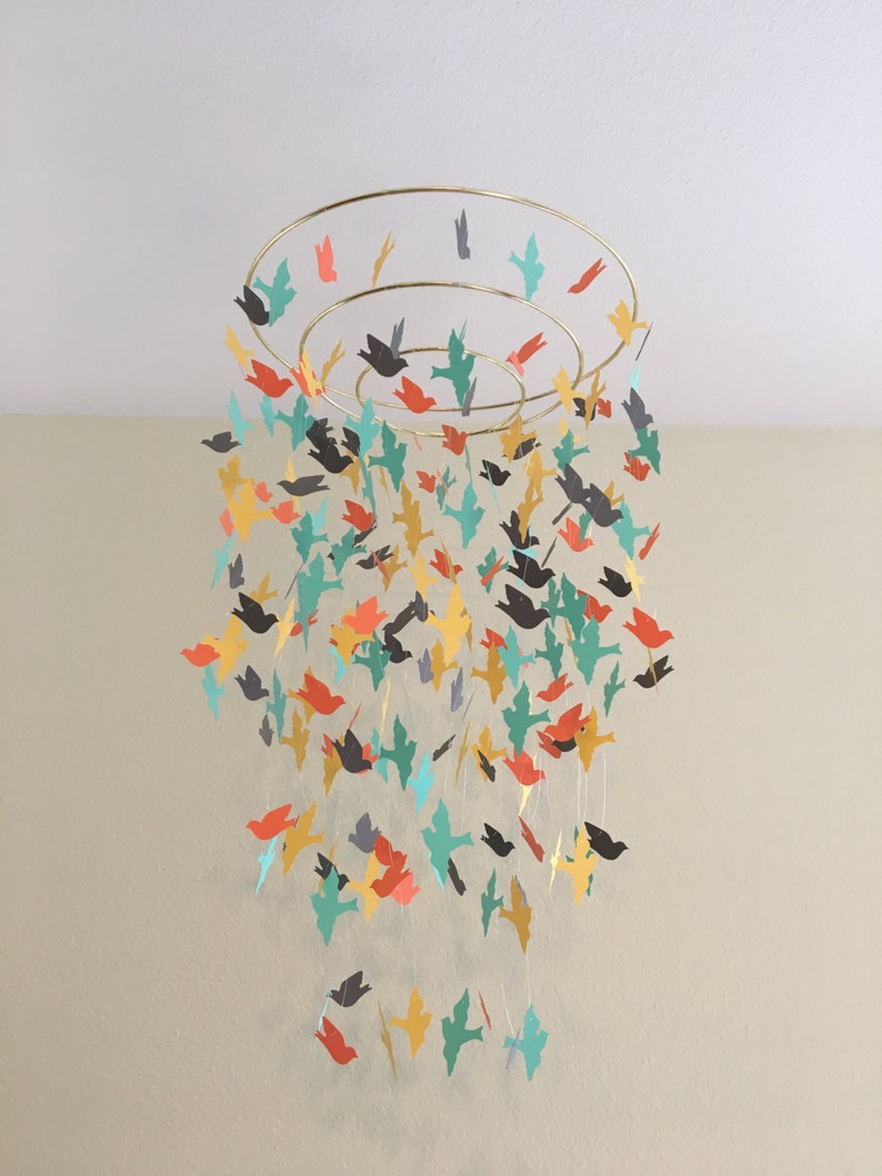 Bird Chandelier 3D Bird Mobile Nursery Mobiles DIY Paper Etsy