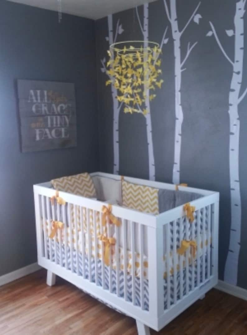 Bird Mobile Yellow Nursery Mobiles Nursery Decor Etsy