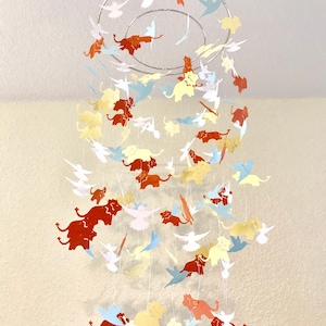 DIY lion and paper bird ceiling mobile, baby mobiles, crib mobiles, nursery mobiles, baby shower gift, photo prop, beautiful bird