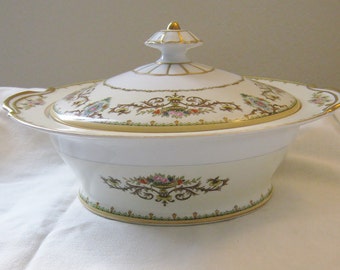Antique Noritake Floral Covered Tureen Vegetable Serving Dish Fine China Minty Condition