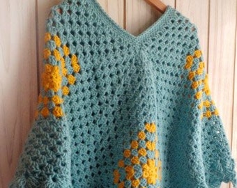 Boho Poncho / Handmade Poncho /  Crocheted Poncho For Women / Warm Cape / Cape  For Woman/ Spring Poncho /  Fall Poncho