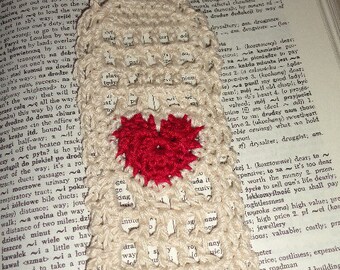 Teacher Appreciation Gift / Crocheted Bookmark with Red Heart / Lacy Bookmark / Teacher Retirement Gift / End of School / Crochet Bookmark