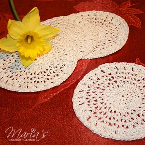 Crochet Coasters / Handmade Coaster Doilies (4.5&quot;) / Set of 4 / Coffee Tea Coasters / Kitchen Decor / Unique Doily