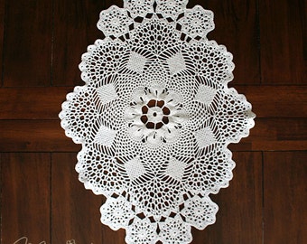 Lacy Crocheted Table Runner / Vintage Inspired Decor / Vintage Wedding / Custom Designed Crochet Holiday Table Doily / Wedding Table Decor