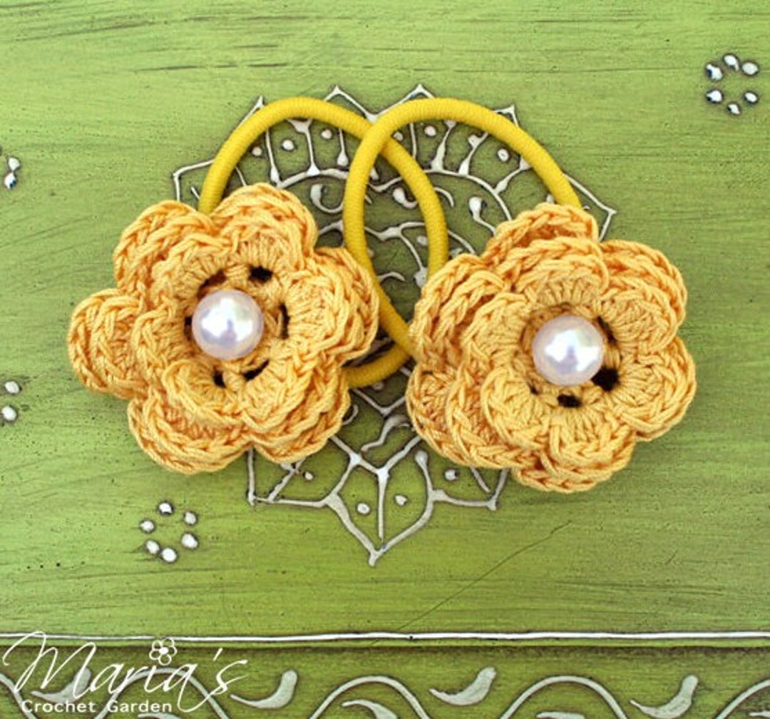 Flower Girl Accessories Wedding / Crochet Flower Ponytail Bands for