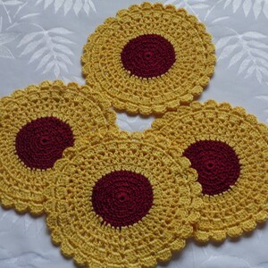 Crochet Coaster Doilies (5.0&quot;) / Set of 4 / Handmade Coasters / Coffee Tea Coasters / Wedding Favors / Unique Doily / Bridesmaid Gift