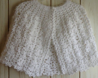 Crochet Cape / Crochet Poncho for Girls / White Crocheted Cape for Girls / Handmade Poncho / Crocheted Cape for Girl