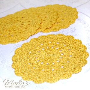 Crochet Coaster Doilies (4.5&quot;) / Set of 4 / Kitchen Decor / Dining room Decor / Handmade Elegant Home Decor / Coffee Coasters