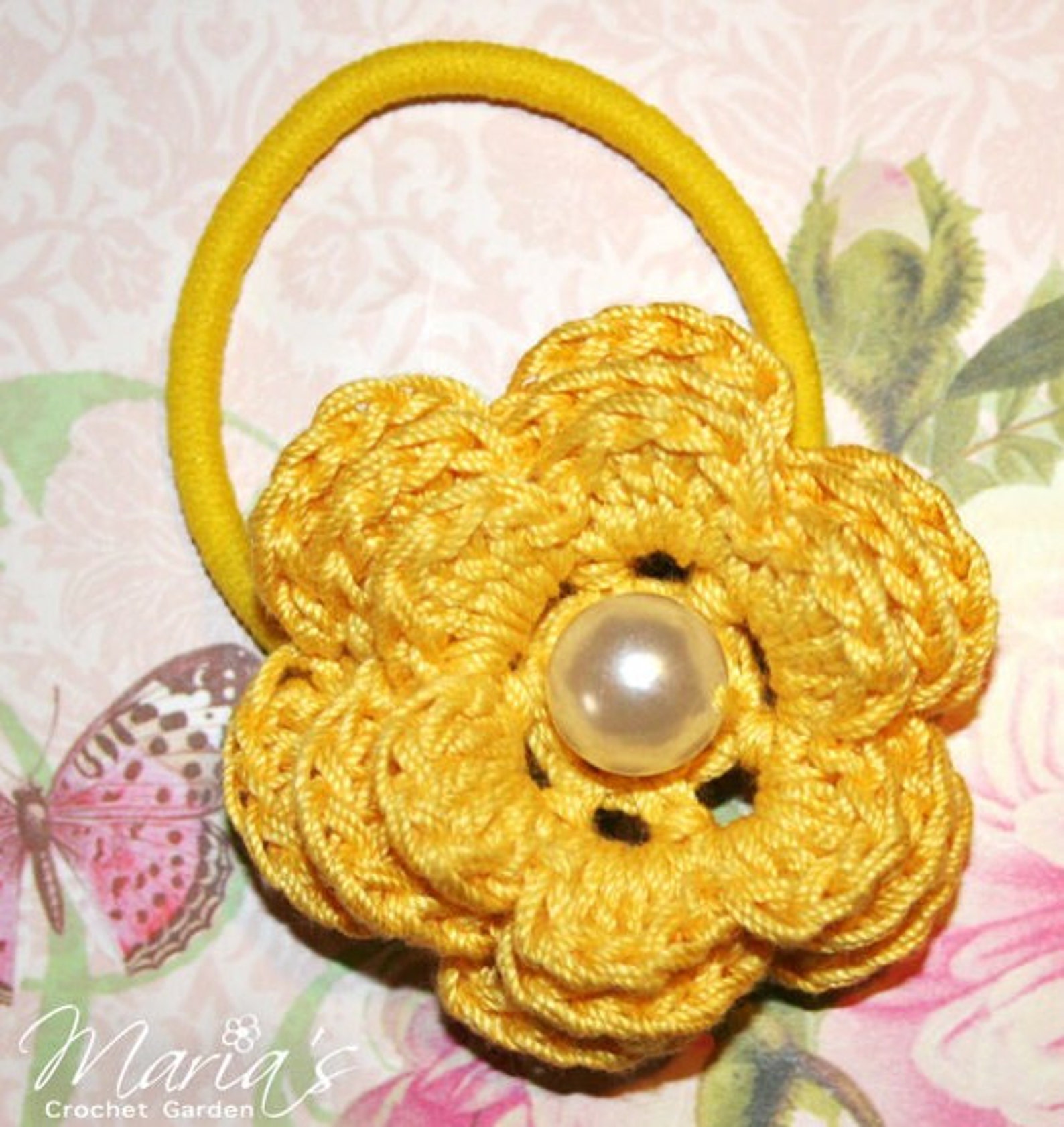 Flower Girl Accessories Wedding / Crochet Flower Ponytail Bands for