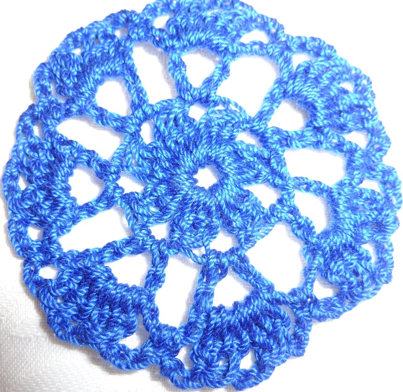 Set of 6 Crocheted Flower Mandala Applique width 2.5 / Crochet Applique for Clips, Jewelry, Earrings, or Clothes / Crochet Flower image 10