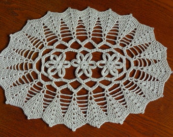 Crochet Doily 9x12 / Lacy Crocheted Table Runner / Vintage Inspired Decor / Crochet Table Centerpiece / Handmade Doily / Wedding Table Decor